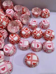 50pcs/100pcs/250pcs/500pcs/1000pcs Heart Shaped Mini Cupcake Liners, Random, 0.98 Inch Valentine's Day Paper Cupcake Cups, Suitable For Valentine's Day, Wedding, Birthday, Holiday Party Themes - Multicolor - View 3