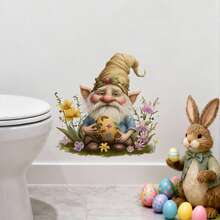 1pc Rabbit Holding Colorful Eggs Doorframe/Wall Sticker, DIY Removable PVC Self-Adhesive Decal, Suitable For Spring Easter Bedroom, Living Room, Balcony And Shop Window Decoration - Multicolor - View 9
