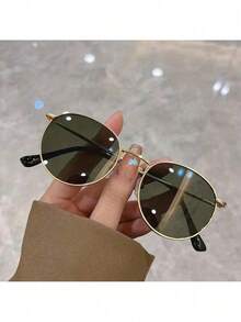 Vintage Round Metal Fashion Glasses Women And Men - Fashionable Summer Decorative Glasses With Black Frame, Gold Trim, And Lenses, Suitable Casual Or Formal Occasions, Vintage Glasses 8GXH - 金灰色 - 查看 10