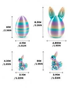 1pc 3D Rabbit Easter Egg, Creative Holiday Decor Gift, Suitable For Family Events, Holiday Outdoor, Easter Egg Hunt, Birthday Party, Outdoor Fun, Lawn Carnival, Thanksgiving, Back To School (Random Color Distribution In Rainbow Series) - Multicolor - View 7