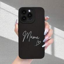Mama Liebe Muster Handyhülle Premium Matte Textur Neu Heißer Verkauf Vollständiger Kameraschutz Stoßfest Anti-Fingerabdruck Hülle Geeignet für iPhone 16/15/14/13/12/11/X/XR/XS/8/7/SE Mini Plus Pro Max Serie Kann als Geschenk an Familie, Freunde verschenkt werden - Schwarz - Übersicht 2