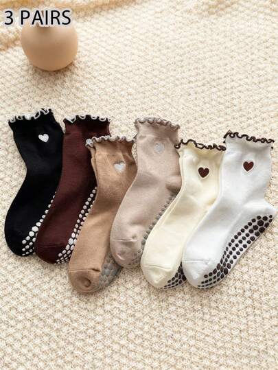 3 pares de calcetines de tripulación antideslizantes para Pilates, cómodos para fitness, yoga, aptos para todas las estaciones