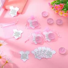 20/50支粉色婴儿派对回礼蜡烛，配粉色卡片和欧根纱袋，适合女宝宝派对、朋友聚会、性别揭晓派对等场合。 - 彩色 - 查看 8