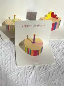 1pc 3D Pop-Up Birthday Greeting Card With Balloon, Cake And Candy Patterns - Includes Card And Envelope, Perfect For Any Birthday Party Invitation, Versatile Creative Birthday Card - Multicolor - View 2