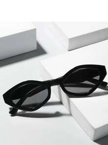 1pc New Polygonal Casual Versatile Fashion Glasses - Grey - View 7