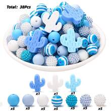 1 Set Cactus Silicone & Acrylic Bead Kit, Colorful Gradient With Acrylic Mulberry Balls, DIY Jewelry Accessories Handmade Hair Scrunchie Decoration Beads
