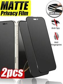 2pcs/Set Ceramic Soft Film Screen Protector, Full Coverage Anti-Spy Anti-Shatter Matte Protective Film, Compatible With IPhone 17 Pro Max/17 Pro/17 Air/17/16 Pro Max/16 Pro/16 Plus/16/15 Pro Max/15 Pro/15 Plus/15/14/13/12 And Other Models - Black - View 18