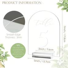 1 Set Acrylic Wedding Table Number Cards, Private Arch Table Number Place Cards, Suitable For Weddings, Engagements, Housewarming, Restaurants - Applicable For Various Holiday Parties, Transparent Seat Markers With Stands, Suitable For Party & Banquet Decorations - Multicolor - View 7