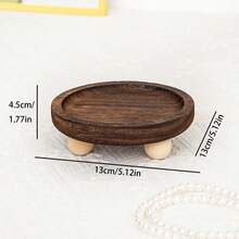 1pc Minimalist High-End Home Storage & Display Wooden Jewelry Organizer Rack, Bedroom/Entryway Aromatherapy Tabletop Flower Tray - Khaki - View 2