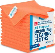 12" X 12" Pro Multi-Surface Microfiber Cleaning Cloths | Black - 12 Pack | Premium Microfiber Towels For Cleaning Glass, Kitchens, Bathrooms, Automotive, Supplies &Amp; Products - Màu sắcG - Xem 1