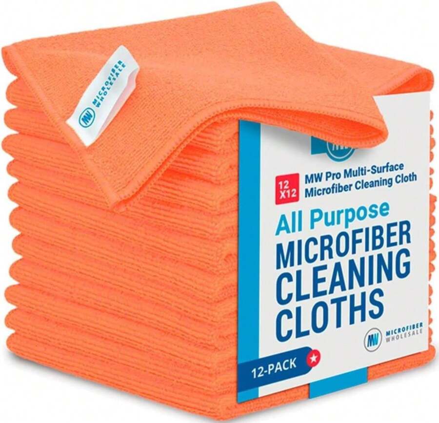 12" X 12" Pro Multi-Surface Microfiber Cleaning Cloths | Black - 12 Pack | Premium Microfiber Towels For Cleaning Glass, Kitchens, Bathrooms, Automotive, Supplies &Amp; Products - Màu sắcG - Xem 1