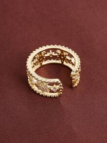 1枚星形设计立方氧化锆镶嵌可调节开口戒指，女士款