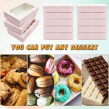10pcs Pink Cookie Boxes With Window, 7 X 4.3 X 1.5 Inches (17.8 X 11.9 Cm) Takeout Candy Boxes For Cookies, Donuts, Pastries, Strawberries, Macarons - Multicolor - View 6