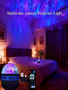 1pc Aurora Galaxy Projection Lamp, LED Starry Sky Projector Light, Remote Control Northern Lights Projector Lamp, USB Powered Decorative Night Light, Suitable For Bedroom, Living Room, Home Decor, Party, Birthday, Wedding, Valentine's Day - Multicolor - View 10