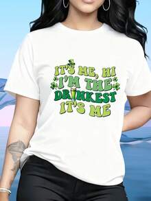 Women's T-Shirt,Its Me Hi Im The Drunkest Its Me St Patrick Day Shirt Funny Irish T-Shirt For Women Men Adult Party Costume GiftApplicable To; Daily Wear, Home, Outdoor Walks, Valentine's Day, Holiday Gifts, T-Shirt, 220g - trắng - Xem 2