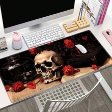 1 pieza Alfombrilla de ratón para juegos profesionales con diseño de calavera y rosa, almohadilla absorbente para portátil, alfombrilla de ratón para juegos de computadora, con borde cosido resistente al desgaste, superficie texturizada de microfibra, base antideslizante, adecuada para juegos, oficina, hogar, profesionales de eSports y jugadores, regalo perfecto para el Día de San Valentín - Multicolor - Ver 6
