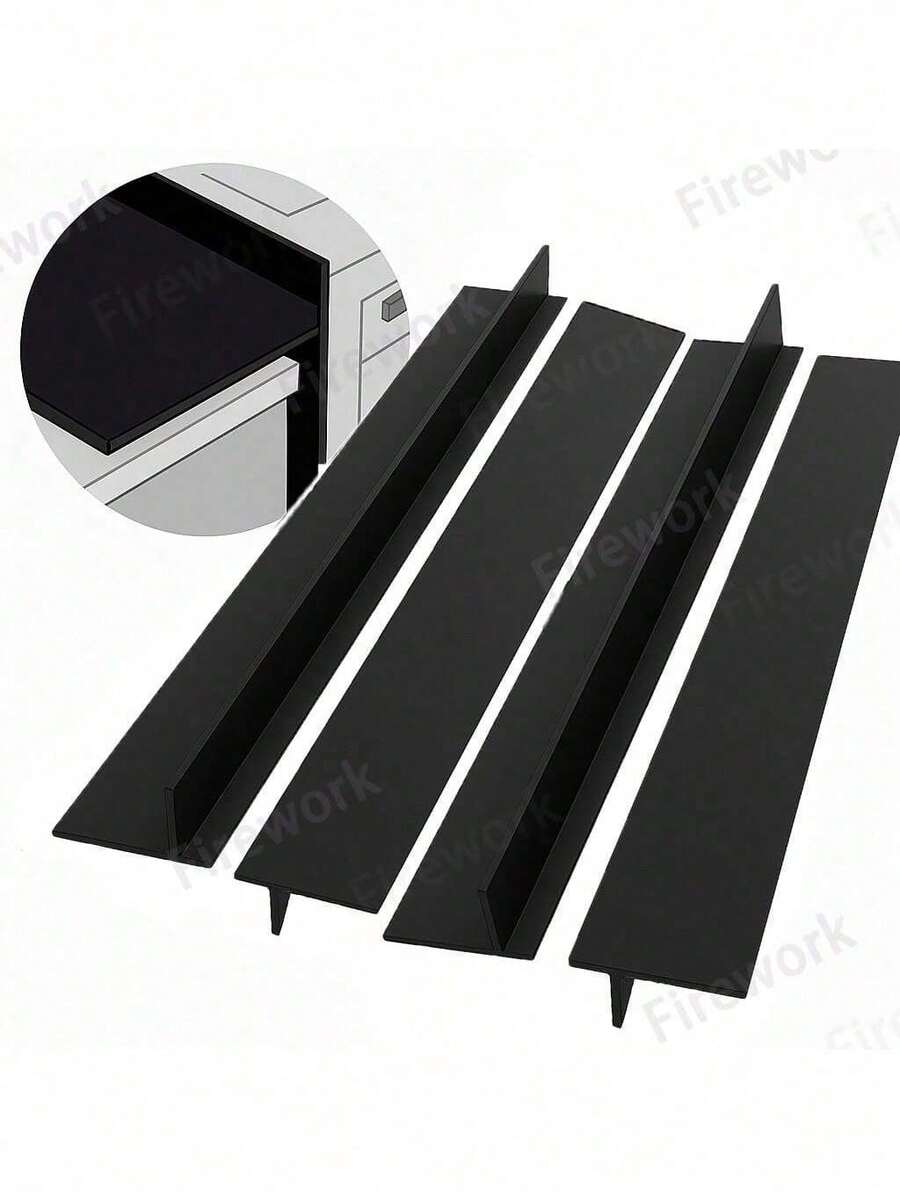 1 Piece Stove Side Protector, Silicone Stove Gap Cover, 21inch Length And Width Oven Stove Gap Cover, Stove Side Protector Filling Strip, Between Oven And Countertop, Dishwasher, Dryer, Easy-To-Clean Heat-Resistant Gap Protector, Black - 黑色-4 - 查看 1