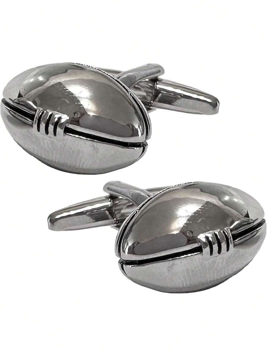 Mancuernillas De Balon Football Americano Plateadas Gemelos Mod. A-133,38073162 - A - Ver 1