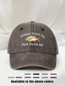 Boné feminino bordado "FISH FEAR ME" (1 unidade), estilo beisebol, ajustável, com proteção solar, ideal para viagens de primavera/outono, férias na praia e estilo unissex Y2K. - boné de baseball - Ver 8