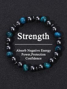 Bransoletka z naturalnego kamienia z niebieskim tygrysim okiem i hematytem, dodająca pewności siebie i ochrony, męska bransoletka z negatywną energią, modna biżuteria do medytacji, unisex, do noszenia na co dzień - Wielokolorowe - Zobacz 8