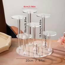 1pc 7-Tier Circular Display Stand Suitable For Figurines, Collectibles, Jewelry, Posable Dolls, Cosmetics, Desktop Riser, Minimalist & Elegant - Seven-layer Circular Black - View 7