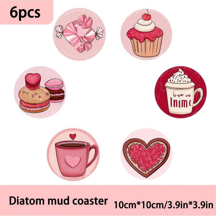 Bộ 4 chiếc/6 chiếc/300 chiếc nhẫn hình trái tim và đế lót ly in hình bánh kem chủ đề Ngày Valentine thích hợp để trang trí nhà cửa, quán cà phê, tiệc trà chiều, nhà hàng, tiệc theo chủ đề, trang trí hàng ngày, và cũng có thể dùng làm quà tặng. - Nhiều màu - Xem 10