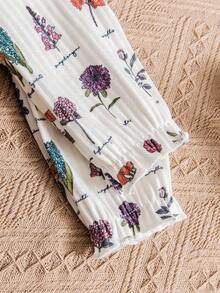 Newborn Baby Girls' Allover Print Long Sleeve Romper, Fashionable And Stylish Design - Apricot - View 7