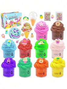 1/10 黄油史莱姆套装，儿童生日礼物，男孩女孩派对礼品，柔软可爱的泡沫玩具，解压玩具 - 彩色 - 查看 1