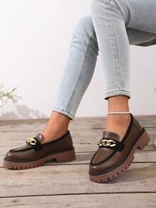 Women's Spring/Autumn Slip-On Loafers, Flat Thick Sole Fashion Casual Shoes - Brown - View 4