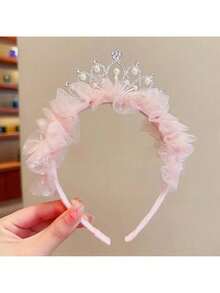 1 Piece Pastel Pink/Blue/White - Elegant Floral Pattern, Lightweight Princess Headband Suitable Girls And Teenagers - Weddings, Birthday Parties, Proms, Photography Photos - All-Season Formal And Everyday Hair Accessories, Birthday Party Dress Up, Exquisite Design, Festive Wear IW6G - 1件藍色公主皇冠頭帶 - 查看 6