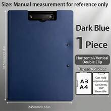 1pc File Folder, A3/A4 Hard Board Folder, Data Folder, File Folder, Multiple Color Options, Foamed PP Material, Single Folder, Double Folder, Strong Clamping Force, Upgraded And Thickened, Matte Texture, Baked Paint Metal Folder, Hand Writing Board - Multicolor - View 7