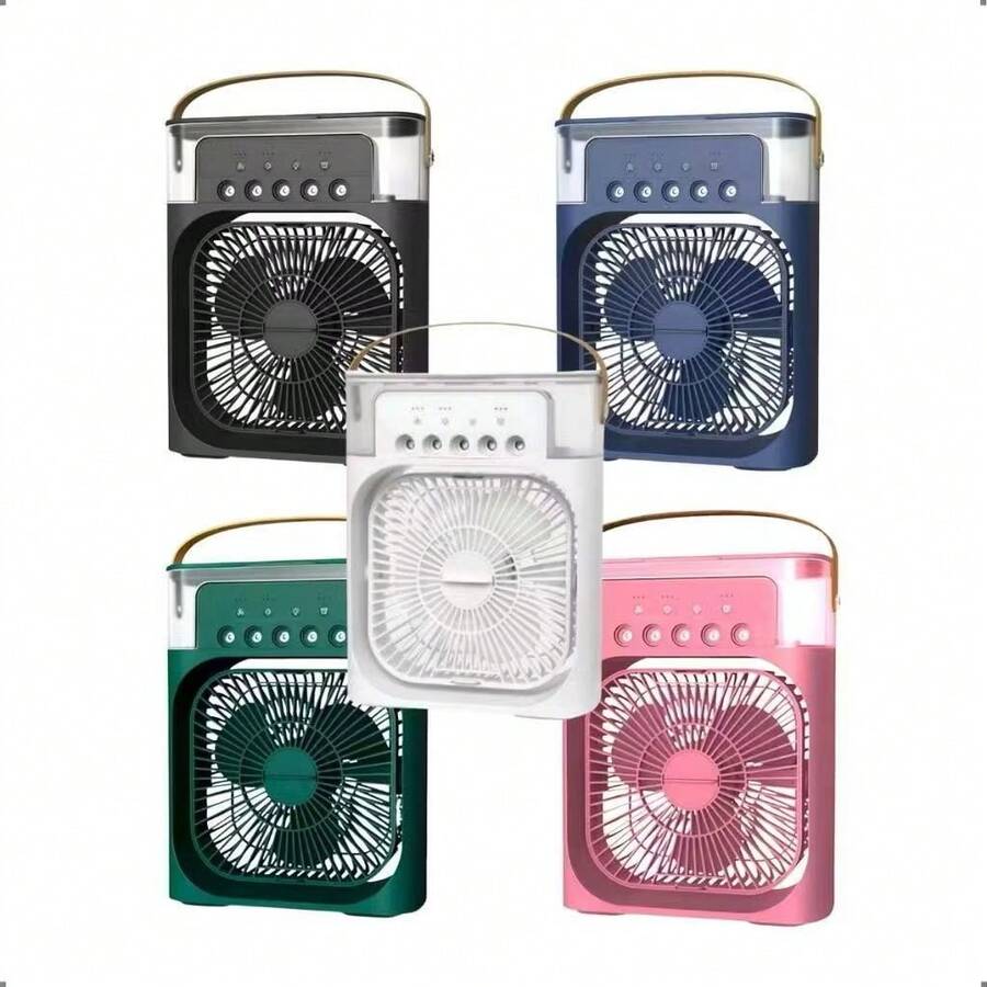 Mini Portable Fan With Humidifier, USB Rechargeable, Small, Powerful And Silent – For Tabletop Use - 彩色 - 查看 1