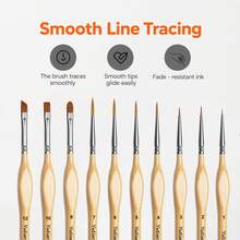 10pcs Assorted Wooden Nylon Paint Brush Set, Ideal For Artistic Creation, Fine Nylon Bristles Suitable For Acrylic, Watercolor, Oil Paint, Crafts And Model Making. - Sets - View 4