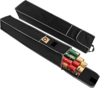 OUTTDID Wrapping Paper Storage Bag 31", Gift Wrapping Paper Organizer Storage Containers With Pocket For Crafts Poster Tools, Christmas Wrap Paper Holder Fits For 9 Standard Rolls, Black