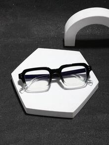 1副男士方形眼镜框，聚碳酸酯镜框，防疲劳防眩光，休闲风格，适合居家办公，带眼镜盒 - 彩色 - 查看 4