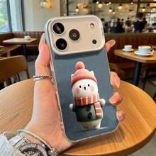 Funda de Teléfono Gris Linda Gato de Invierno con Sombrero y Bufanda Impresión para iPhone 14 15 Pro Max  Galaxy S23 S24 Plus Opción de Regalo Ideal para Todas las Estaciones - Plateado - Ver 2