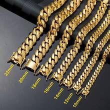 20mm 316L Stainless Steel Miami Curb Chain Nekclace Or Bracelet  For Men Jewelry Cuban Link Chain Necklaces For Men Gold Chain Cuban Link Chain Women Baddies Chain Accessories Suitable As Valentine's Day Gift, For Party And Daily Wear Auspicious New Year Gifts - 20毫米(0.78吋) - 查看 9
