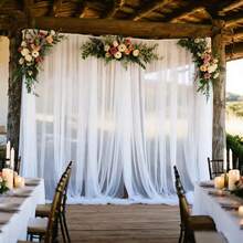 1 Set Of 2 Sheer Voile Backdrop Curtains, 100% Polyester White Curtain Panels 5.2ft X 9.8ft, Suitable For Weddings, Birthdays, Anniversaries, And Various Occasions - Multicolor - View 2