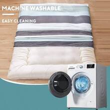 de futn con cierre para colchn de futn japones, sper suave y lavable a mquina, tamao individual Full Queen - Rayas grises verdes Dob - Ver 3