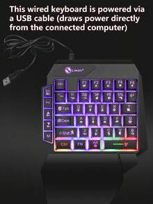 AKKHOO 1 Wired Gaming Keyboard With Backlight, Laser-Engraved Characters, Ergonomic Palm Rest, Compatible With PC, Laptop, Mobile Phones - Black - View 11