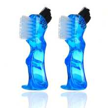 1pc Dual-Head Hard Bristle Toothbrush, Small Handle Denture Cleaning Brush, Orthodontic Double-Sided Toothbrush, Invisible Aligner Cleaning Brush, Travel Essential - Multicolor - View 1