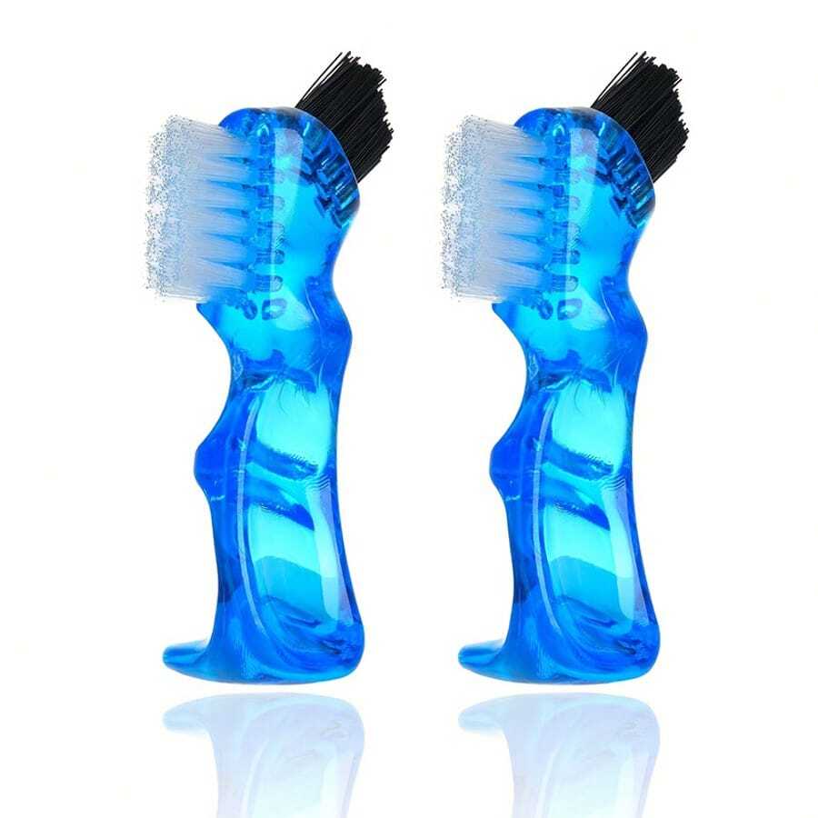 1pc Dual-Head Hard Bristle Toothbrush, Small Handle Denture Cleaning Brush, Orthodontic Double-Sided Toothbrush, Invisible Aligner Cleaning Brush, Travel Essential - Multicolor - View 1