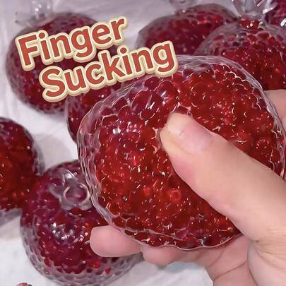 Klarröd granatäpple klämbar stresslindrande leksak, ballongploppande, formbar klämboll, ångestlindring, present till högtider, födelsedagar, perfekt present