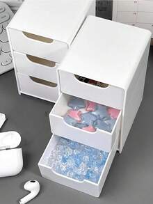 Mini White Plastic 3-Drawer Organizer For Girls' Hair Accessories, Jewelry & Makeup – Small Storage Box For Clips, Scrunchies, Desk & Bathroom Essentials - Multicolor - View 9