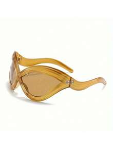 Y2K Fashion Show Style Women's Eye Frame - Bold Red Irregular Metal Hinge, Artistic Decorative Lenses, 6 Colors Available (Brown, Gold, Purple, Red, Black, Green) - Durable Fashion Accessories Women, Unique Piece, High-End Design Glasses, Elegant Glasses, Essential Fashionable Women VLZZ - Màu đỏ - Xem 2