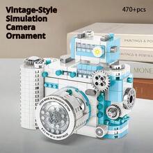 Multi-Colored Creative Building Block Toys, Adult Version Digital Camera Assembly Model, Retro Ornament, Birthday Gift, Digital Camera Building Block High-Value Ornament Model Toy, Assembly Model Toy, High-End Desktop Ornament. - Multicolor - View 8