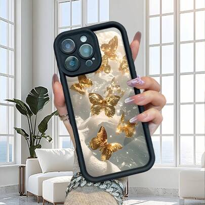 Una funda de teléfono creativa adecuada para teléfonos ,  y . Funda de Teléfono con Patrón de Mariposa Dorada, Patrón de Escalera de Ojos de Cielo, Material TPU, Compatible con  77Plus 88Plus 111Pro 11Promax 12 12Pro 13 Promax 13 13 Pro 2013 Max  14 14pro 14plus 15promax 15 pro plus 16 promax 16 pros plu