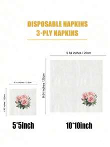 50/1 cái Khăn trải bàn dùng một lần in hình hoa hồng, kích thước 10*10 inch, khăn trải bàn in hình hoa hồng trang nhã, 3 lớp dày dặn, chống dầu và thấm hút tốt, thích hợp cho gia đình, ngày lễ tình nhân, trang trí nhà hàng và nhà bếp. - Nhiều màu - Xem 9