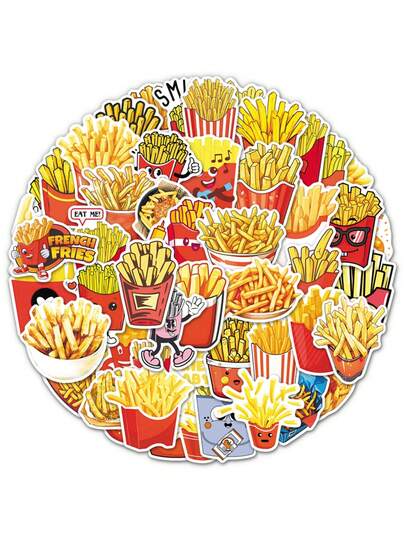 50 piezas Pegatinas de comida rápida americana de dibujos animados lindos, pegatinas decorativas para sobres, papelería y manualidades DIY