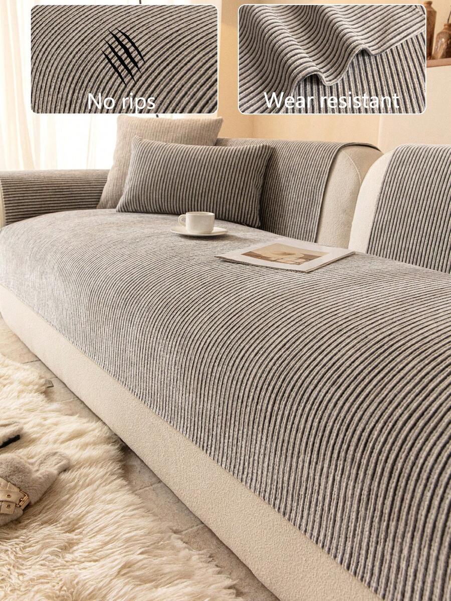 1pc Comfortable Chenille Sofa Cushion Cover, Modern Minimalist Non-Slip Sofa Seat Pad, Dust-Proof And Washable Sofa Slipcover, Soft And Fade-Resistant, Pet-Friendly, Suitable For Bedroom, Office, Living Room, L-Shaped Sofa And 1/2/3/4-Seat Sofa